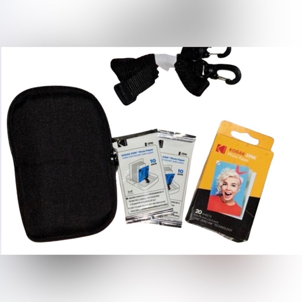 Kodak black instant camera carrying case,strap&3 packs of Kodak Zink photo paper